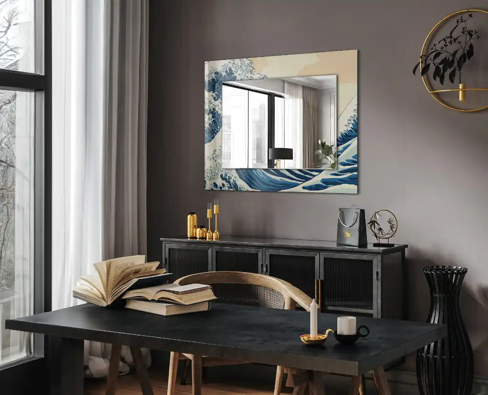 Rectangle decorative mirror The Great Wave off Kanagawa
