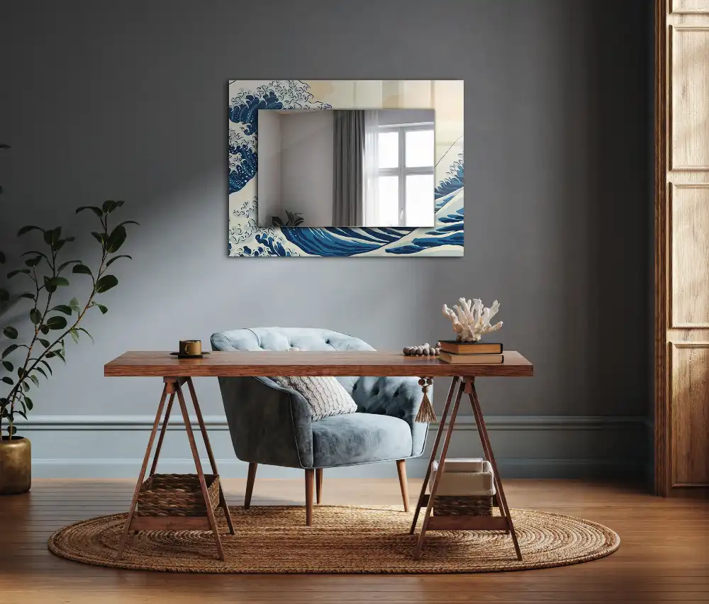 Rectangle decorative mirror The Great Wave off Kanagawa