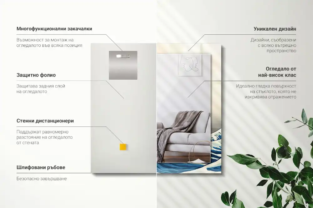 Rectangle decorative mirror The Great Wave off Kanagawa