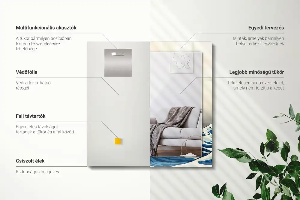 Rectangle decorative mirror The Great Wave off Kanagawa