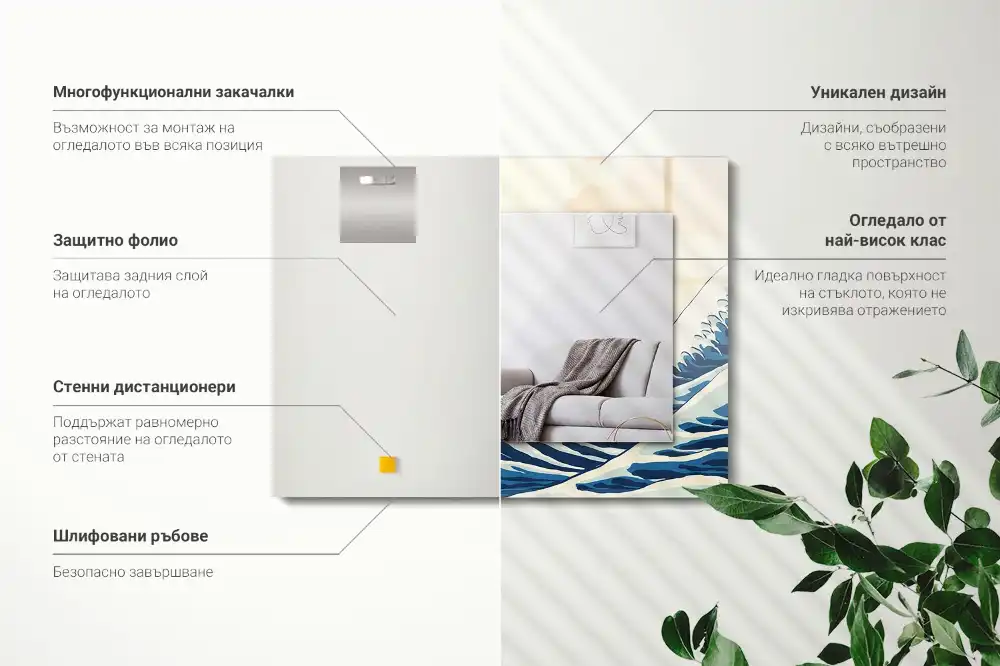 Rectangle decorative mirror The Great Wave off Kanagawa