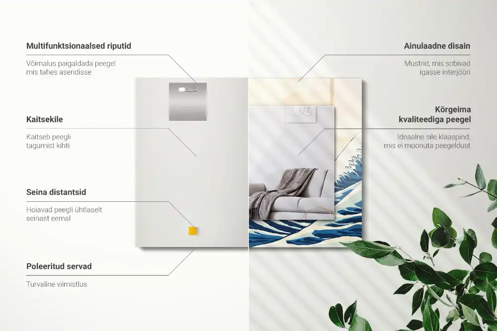 Rectangle decorative mirror The Great Wave off Kanagawa