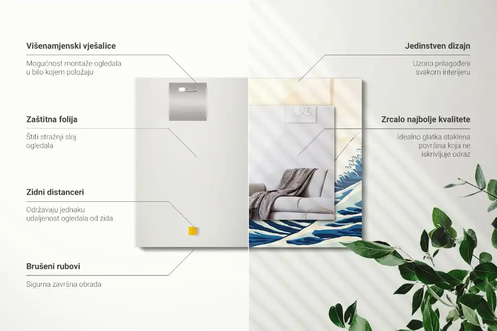 Rectangle decorative mirror The Great Wave off Kanagawa