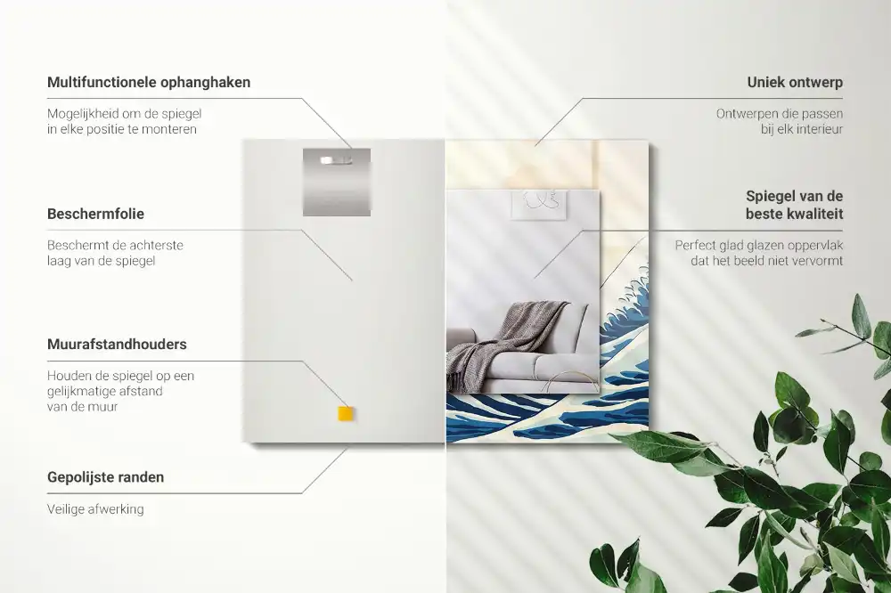 Rectangle decorative mirror The Great Wave off Kanagawa