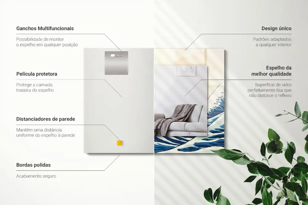 Rectangle decorative mirror The Great Wave off Kanagawa