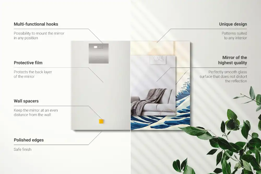 Rectangle decorative mirror The Great Wave off Kanagawa