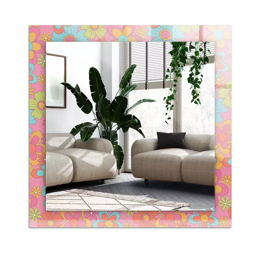 Rectangular decorative mirror Colorful Floral Groove