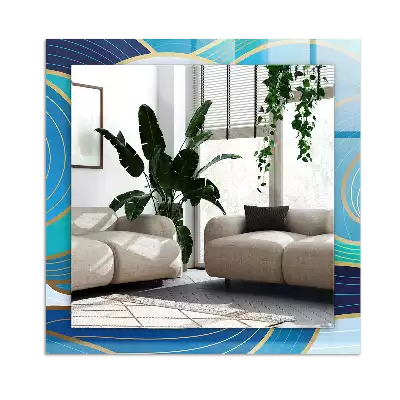 Rectangular mirror print Waves patterns blue