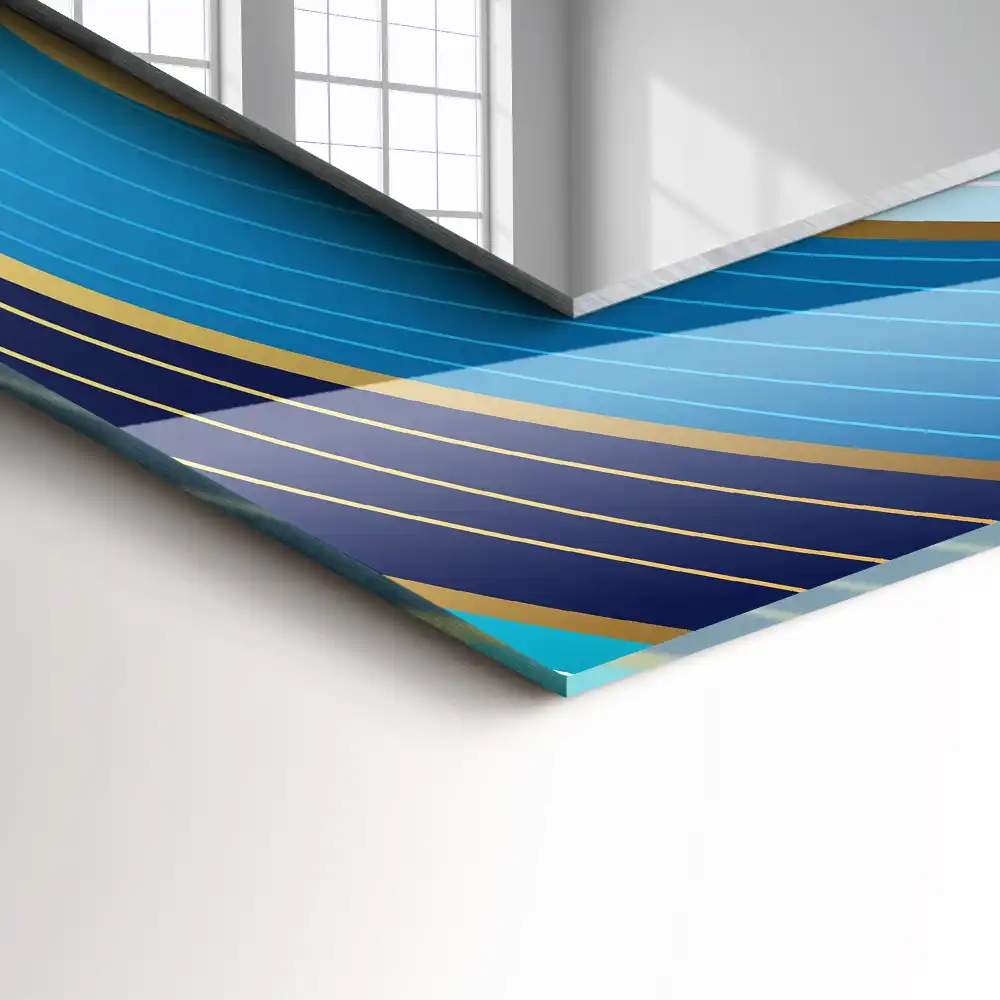 Rectangular mirror print Waves patterns blue