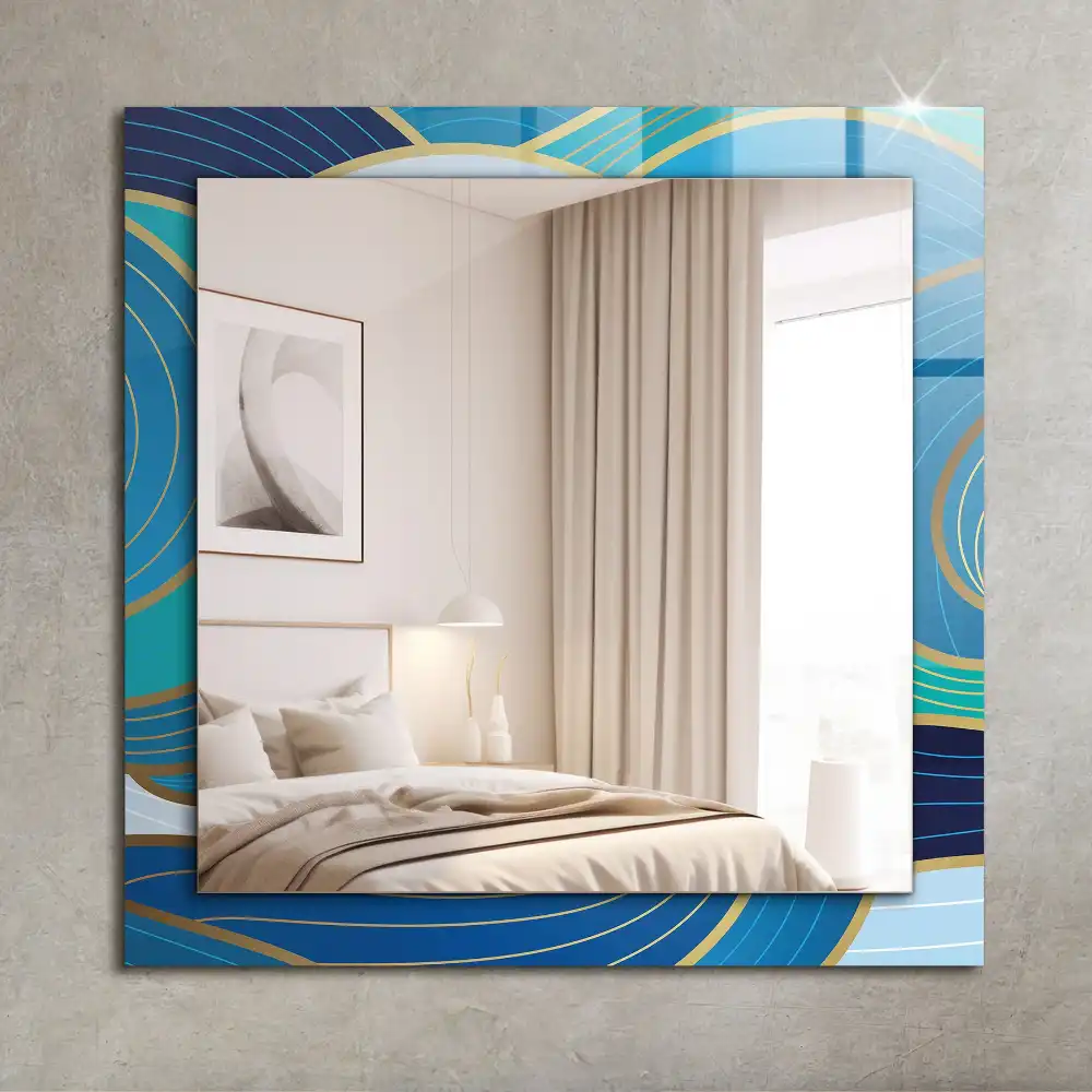 Rectangular mirror print Waves patterns blue
