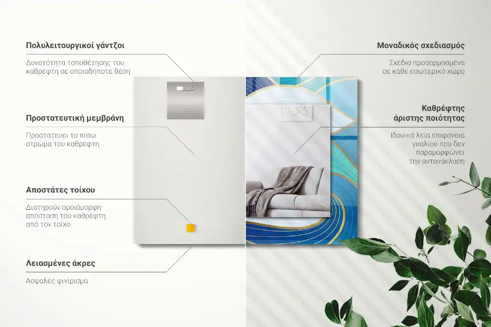 Rectangular mirror print Waves patterns blue