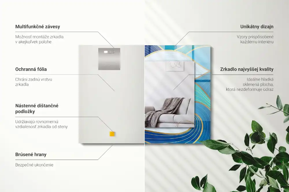 Rectangular mirror print Waves patterns blue