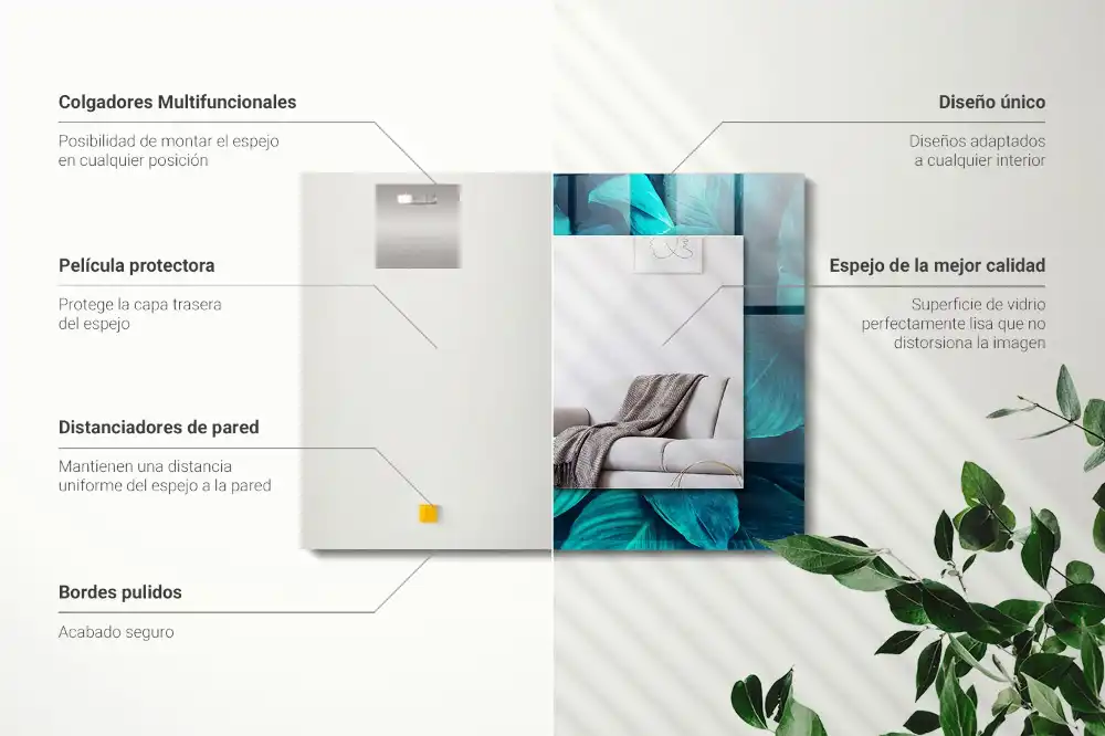 Rectangle decorative mirror Green Leaves