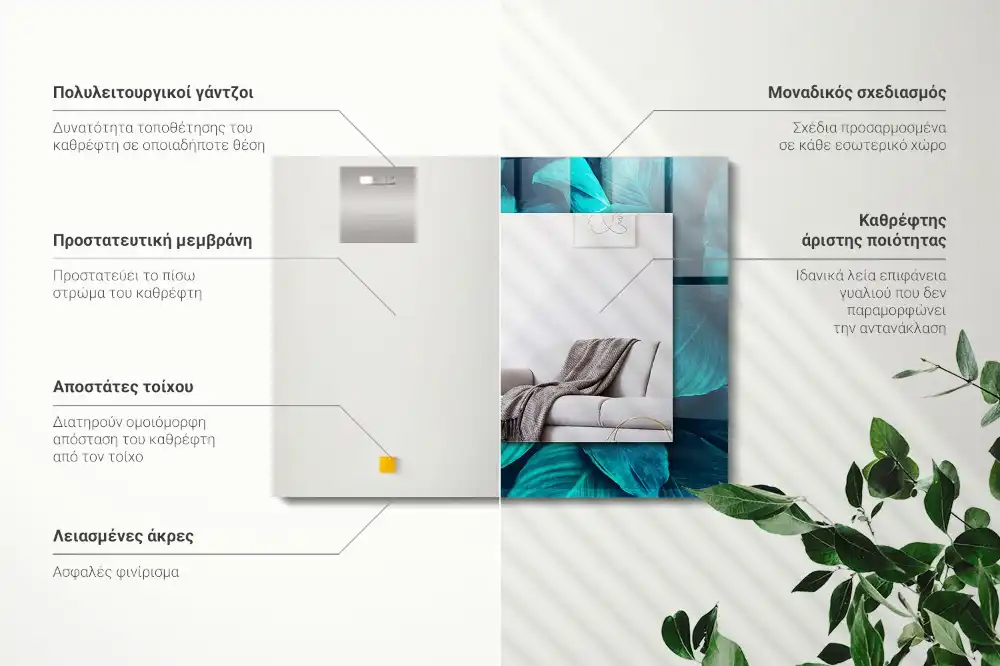 Rectangle decorative mirror Green Leaves