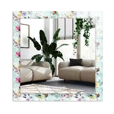 Rectangular wall mirror design Floral and Birds