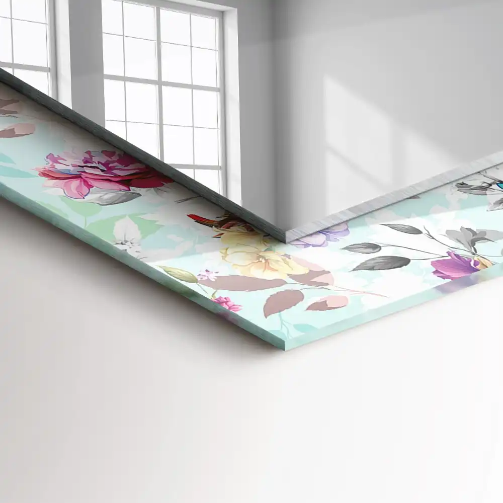 Rectangular wall mirror design Floral and Birds