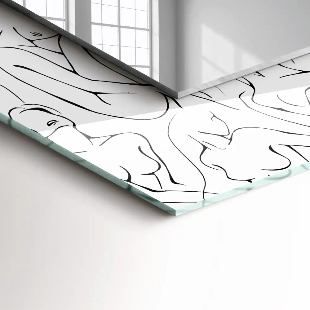 Rectangular decorative mirror Female silhouettes sketch