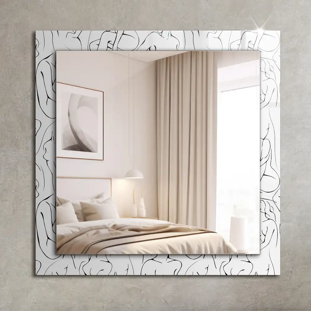 Rectangular decorative mirror Female silhouettes sketch