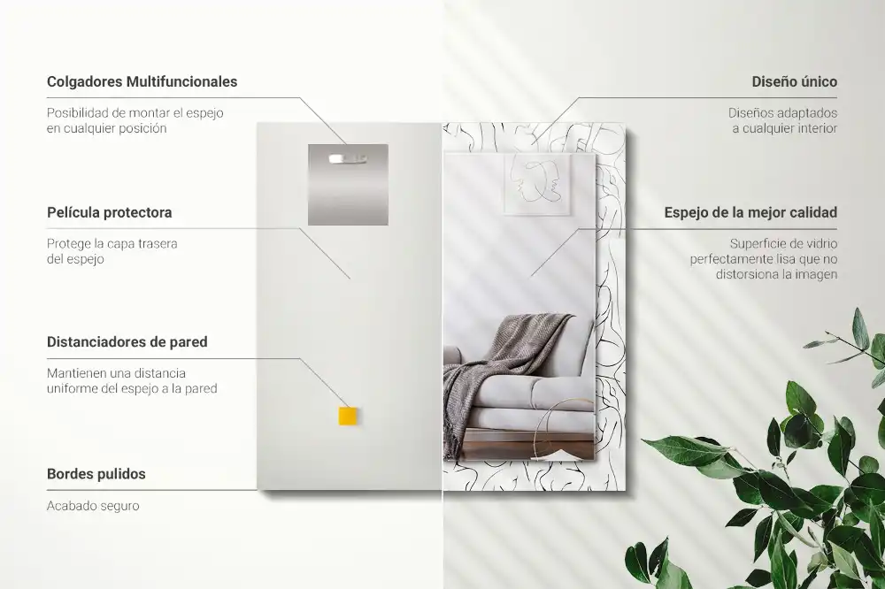 Rectangular decorative mirror Female silhouettes sketch