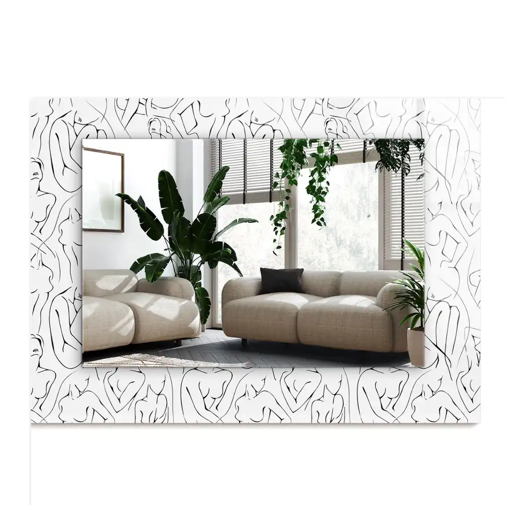 Rectangular decorative mirror Female silhouettes sketch
