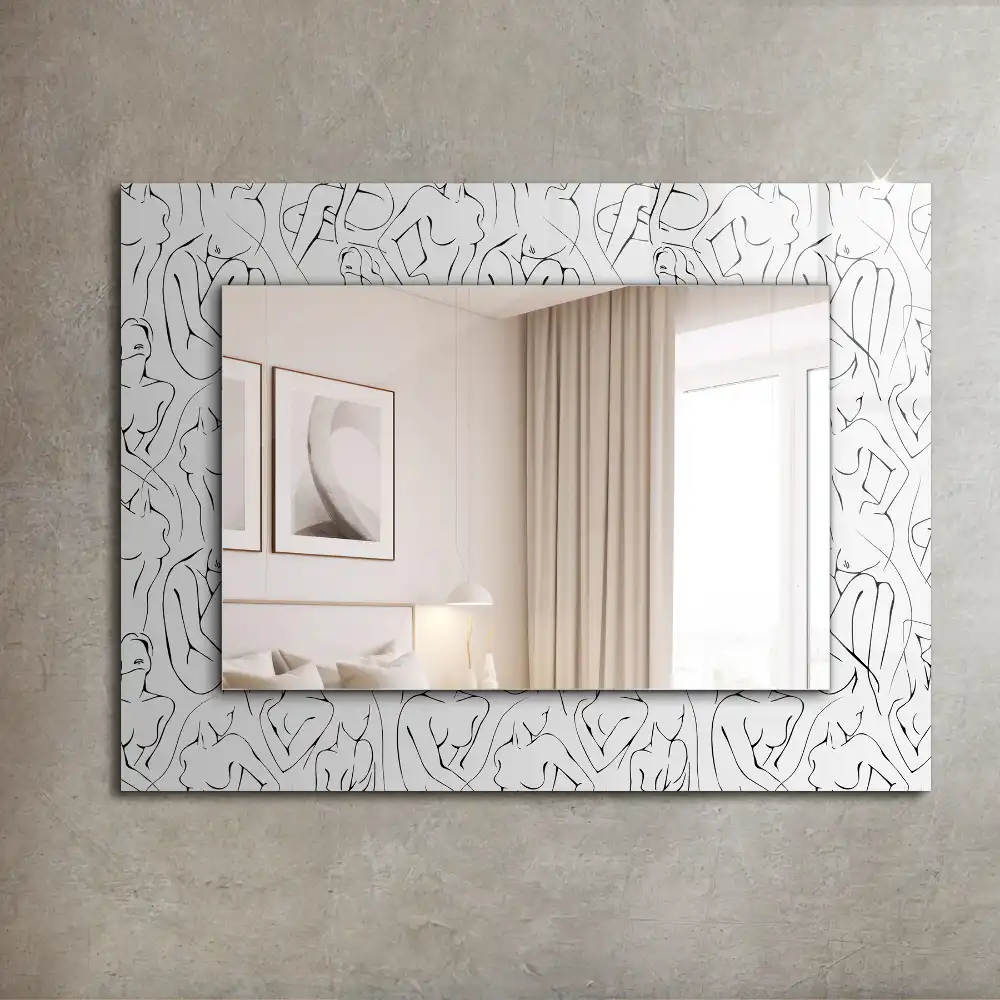 Rectangular decorative mirror Female silhouettes sketch