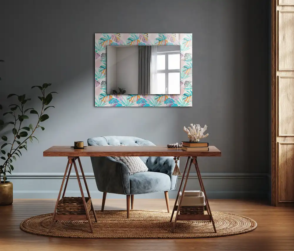 Rectangular mirror print Colorful tropical leaves