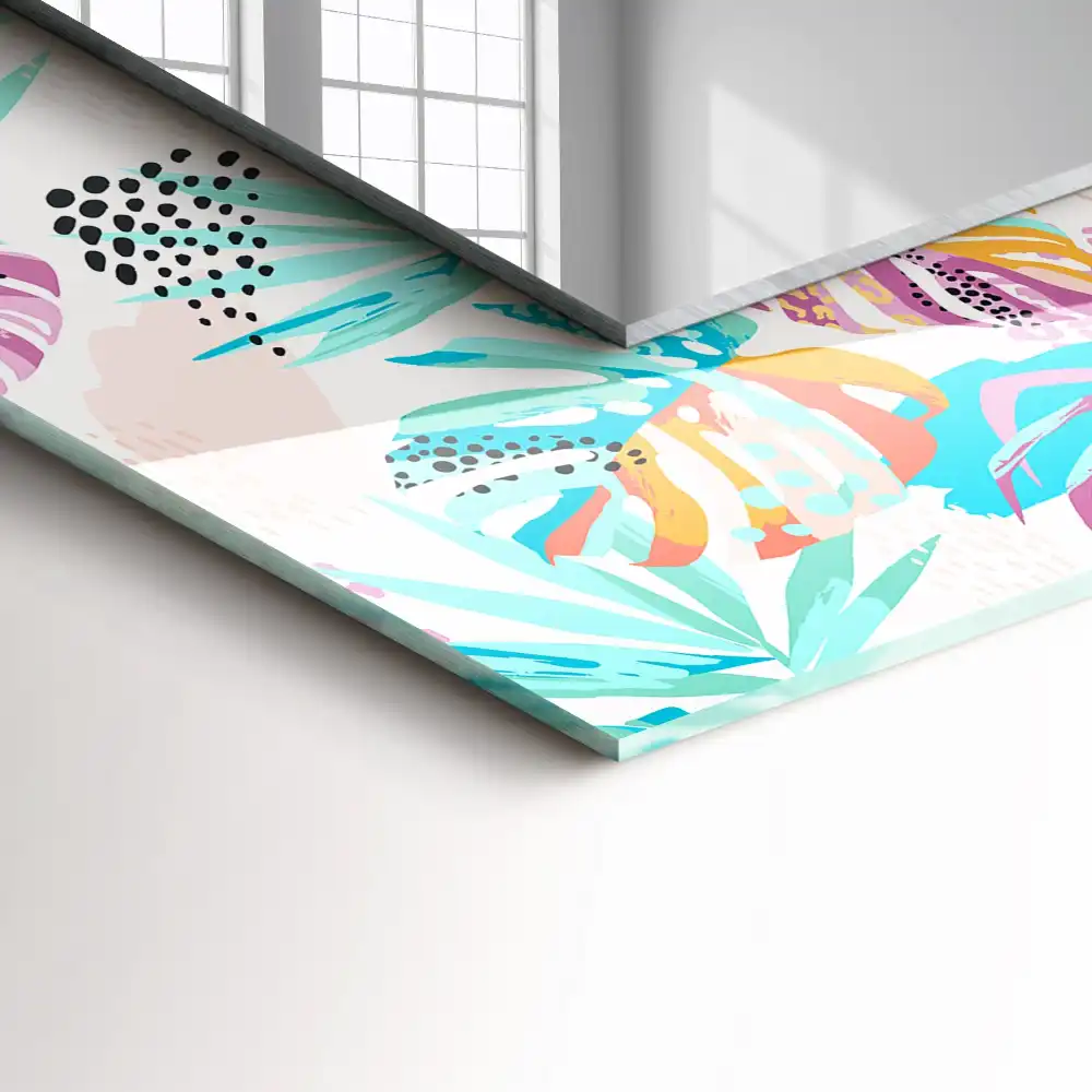 Rectangular mirror print Colorful tropical leaves