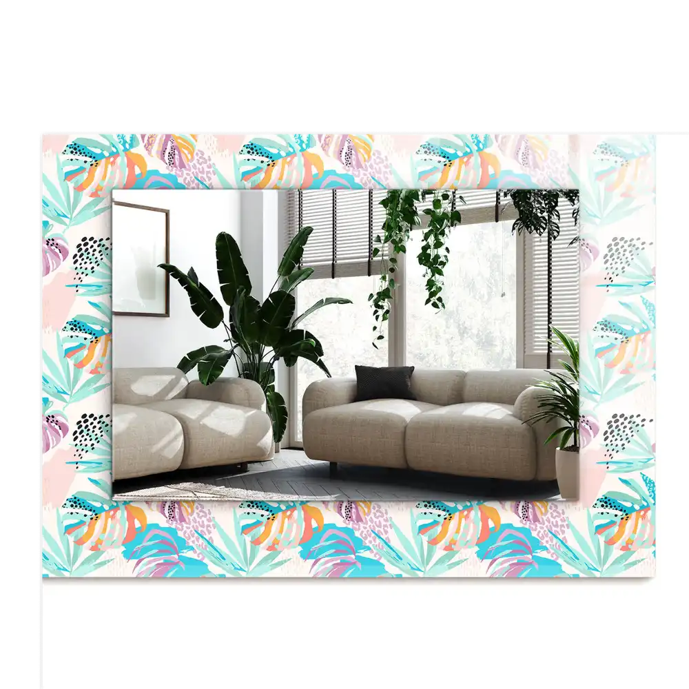 Rectangular mirror print Colorful tropical leaves