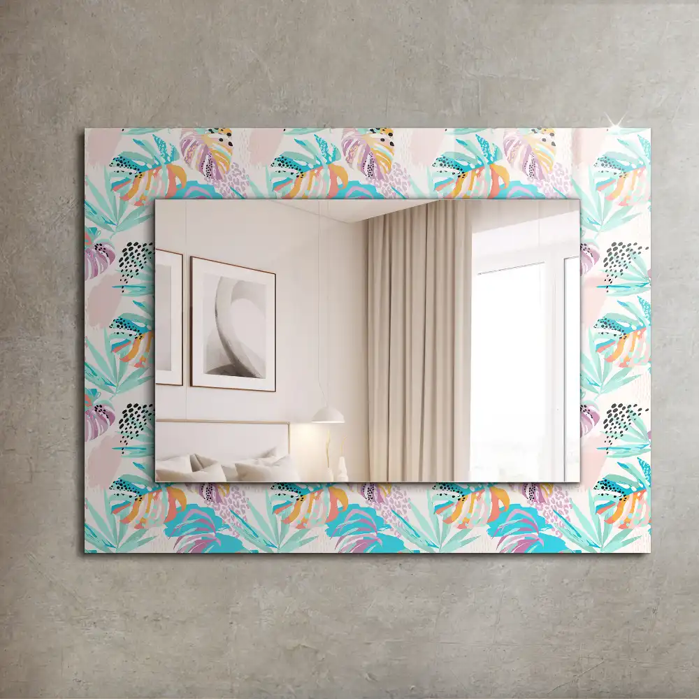 Rectangular mirror print Colorful tropical leaves