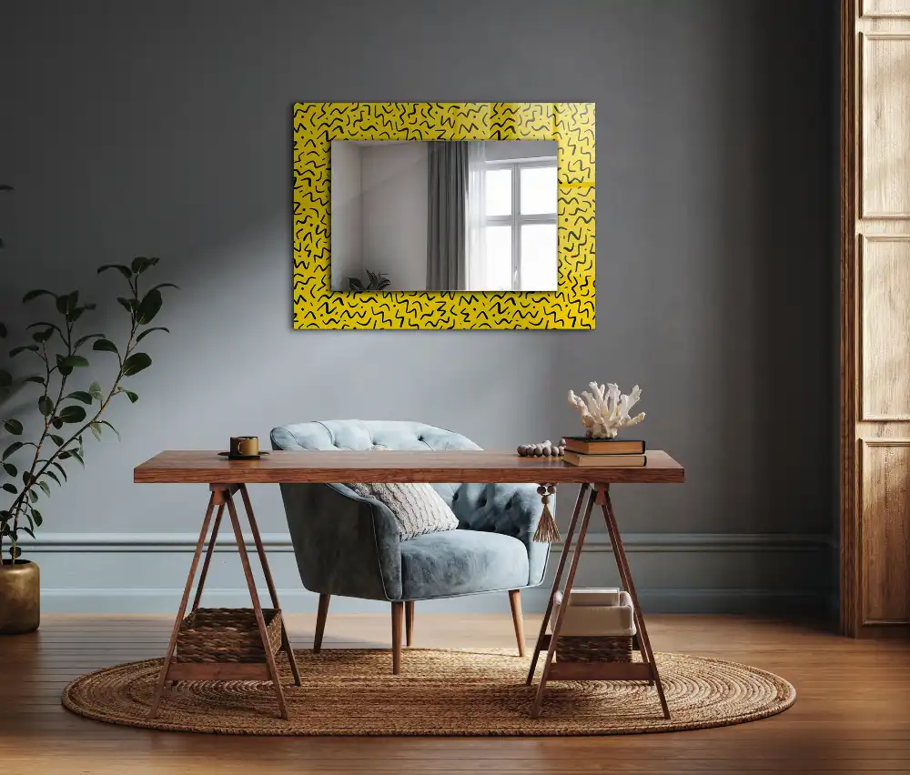Rectangle decorative mirror Yellow abstract pattern