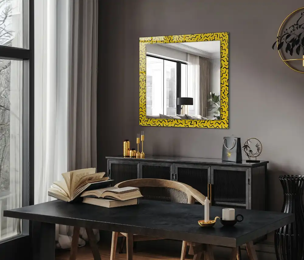 Rectangle decorative mirror Yellow abstract pattern