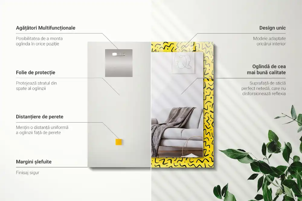 Rectangle decorative mirror Yellow abstract pattern