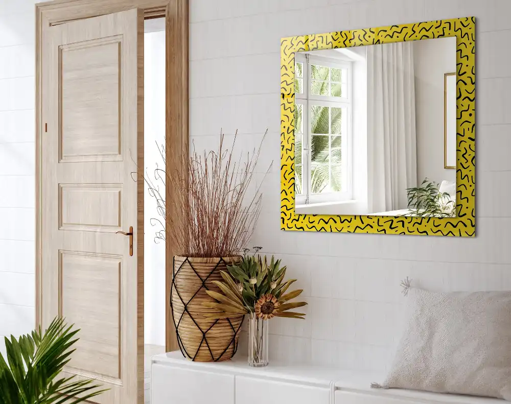 Rectangle decorative mirror Yellow abstract pattern