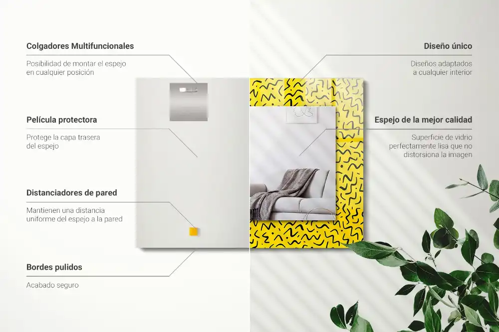 Rectangle decorative mirror Yellow abstract pattern