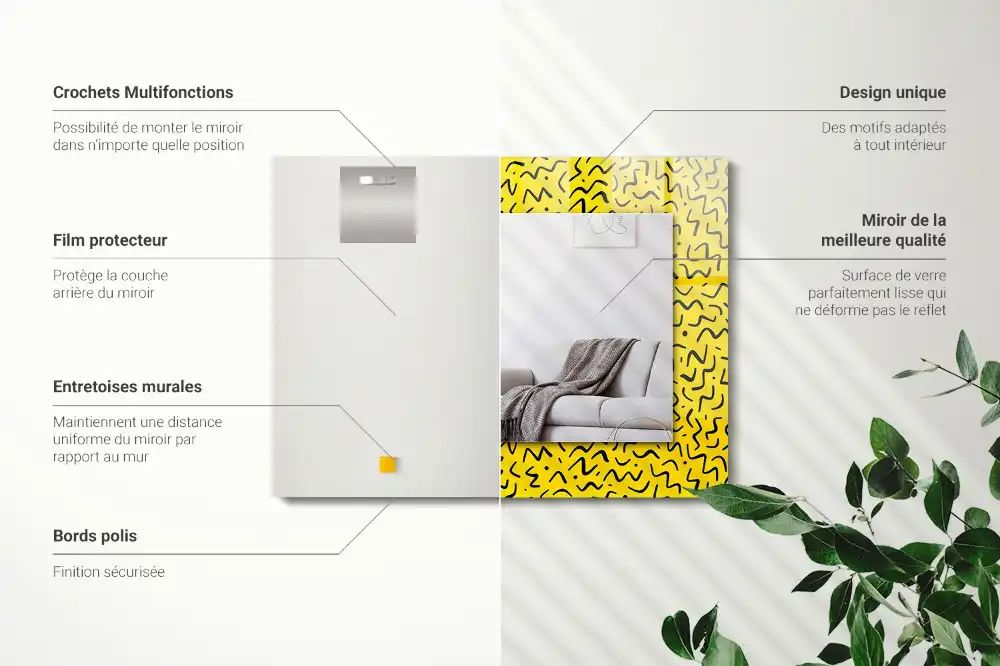 Rectangle decorative mirror Yellow abstract pattern