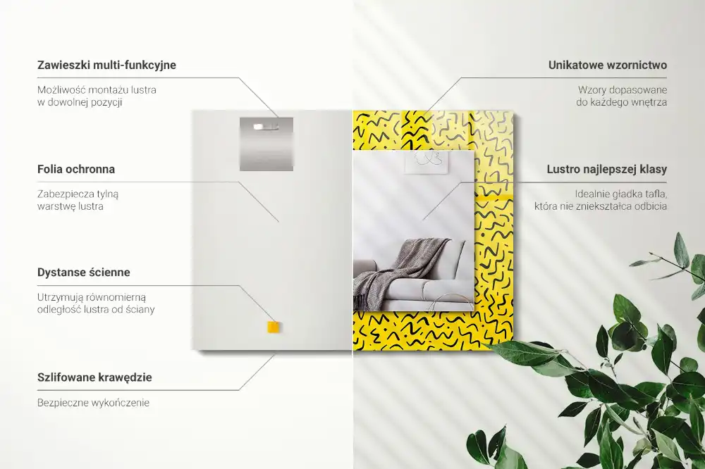 Rectangle decorative mirror Yellow abstract pattern