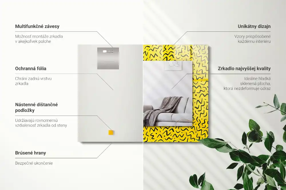Rectangle decorative mirror Yellow abstract pattern