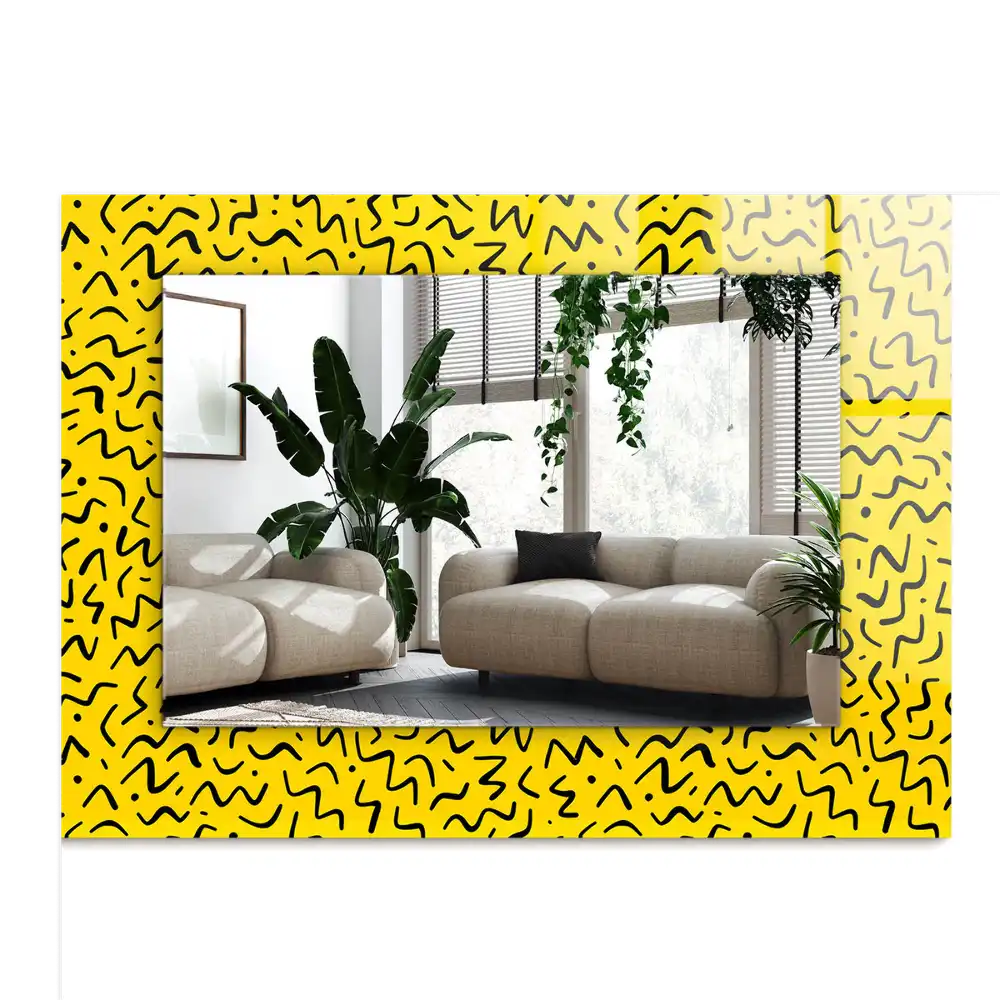 Rectangle decorative mirror Yellow abstract pattern