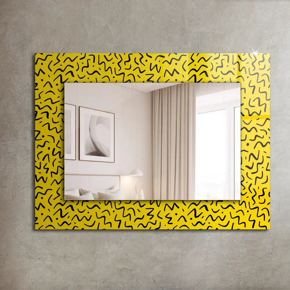 Rectangle decorative mirror Yellow abstract pattern