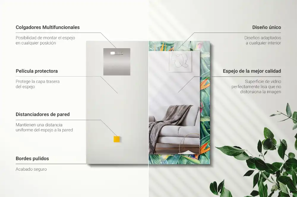 Rectangular wall mirror design Hummingbirds and flowers