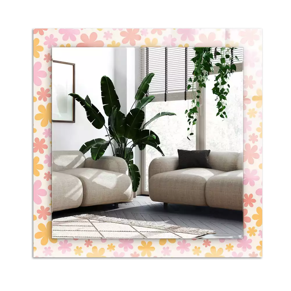 Rectangular decorative mirror Floral pattern