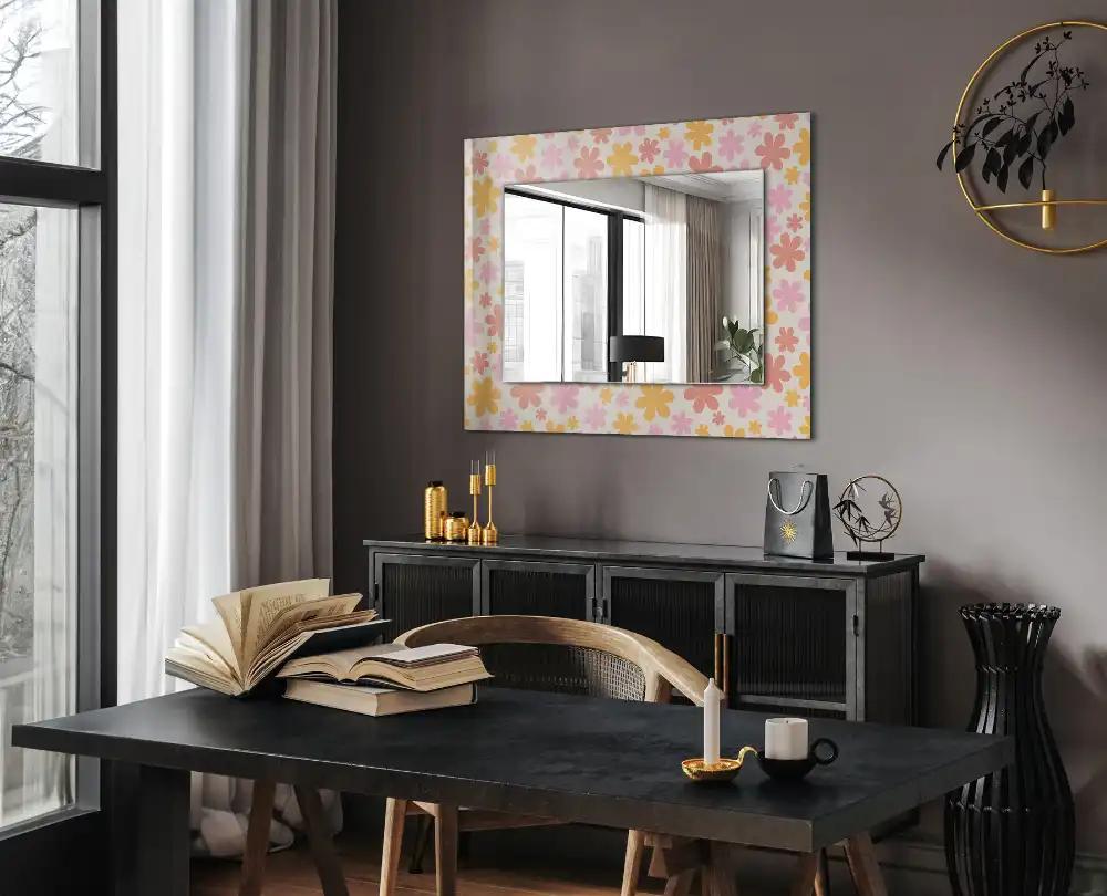 Rectangular decorative mirror Floral pattern