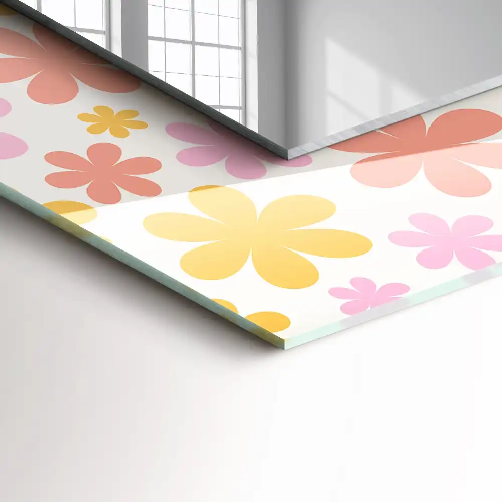 Rectangular decorative mirror Floral pattern