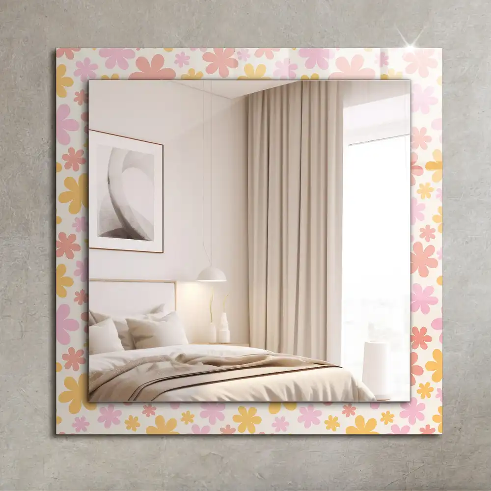 Rectangular decorative mirror Floral pattern