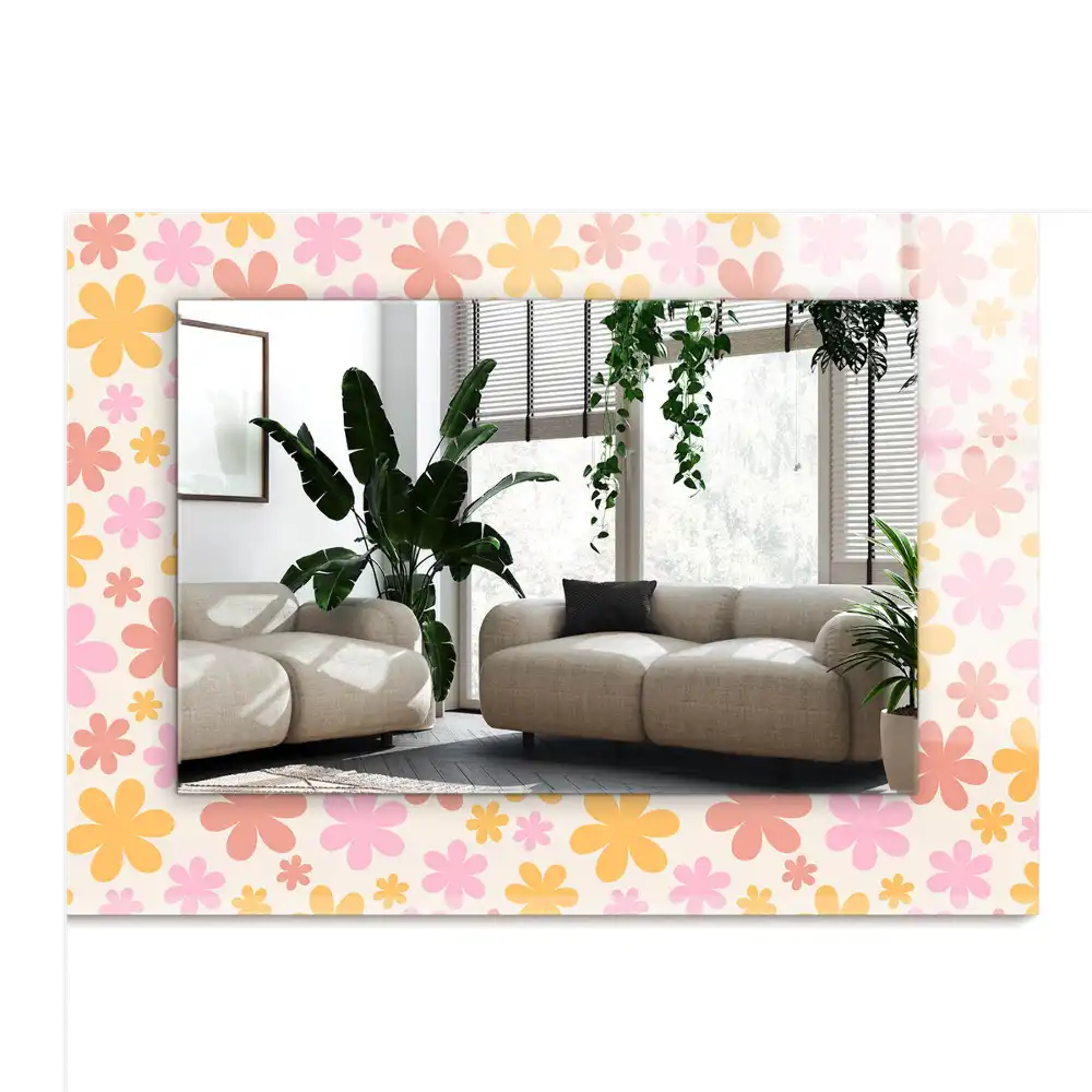 Rectangular decorative mirror Floral pattern