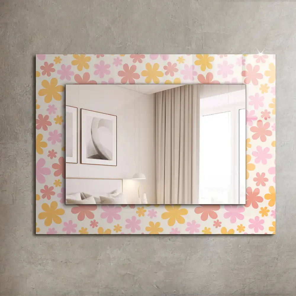 Rectangular decorative mirror Floral pattern