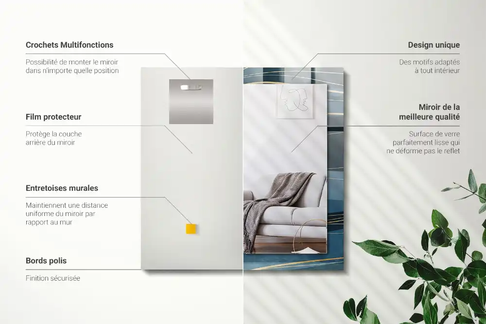 Rectangle decorative mirror Abstract lines