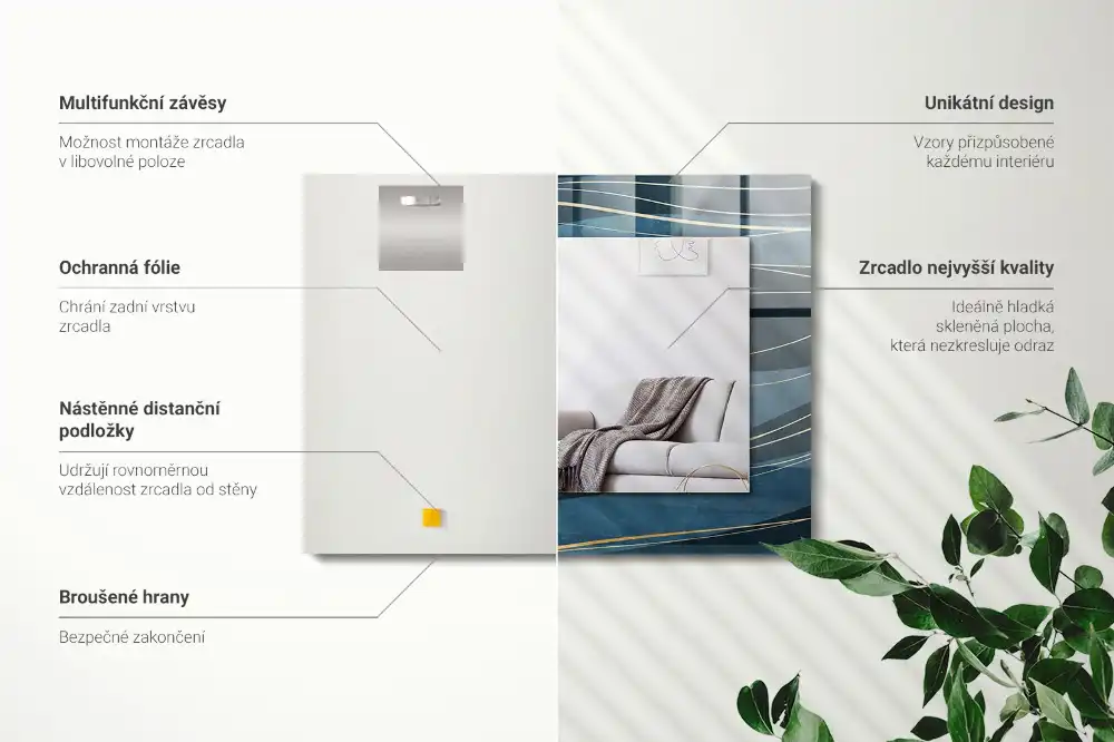 Rectangle decorative mirror Abstract lines