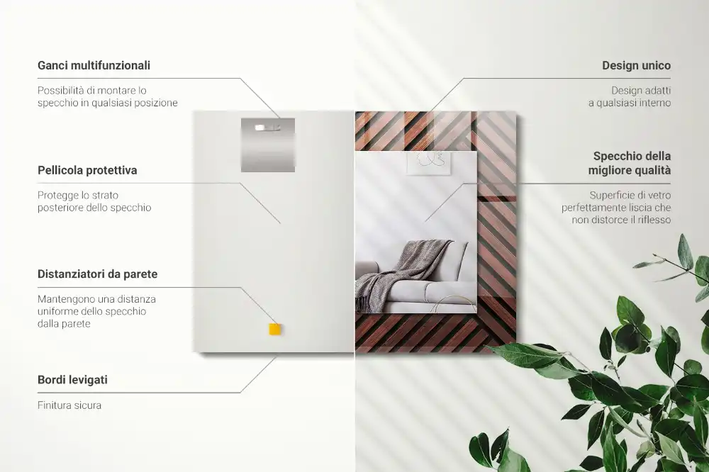 Rectangular wall mirror design Wooden diagonal strips