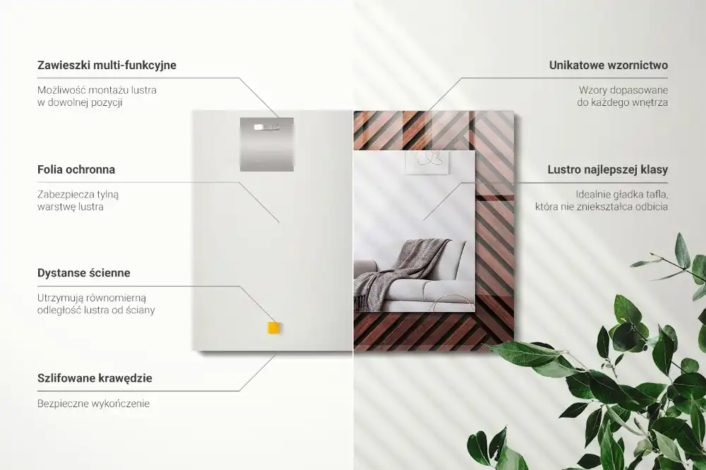 Rectangular wall mirror design Wooden diagonal strips